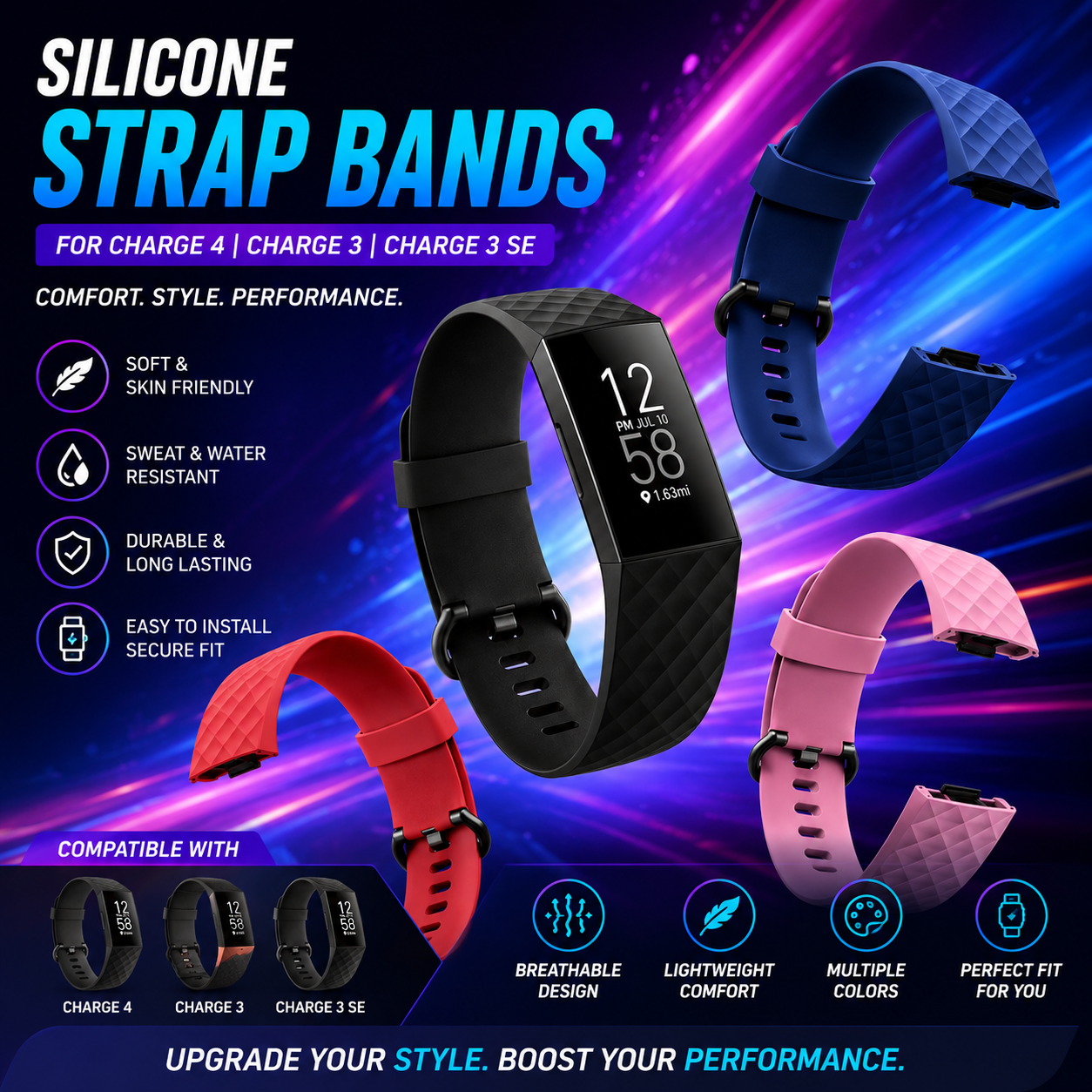 Silicone Sport Band for Charge 4 / 3