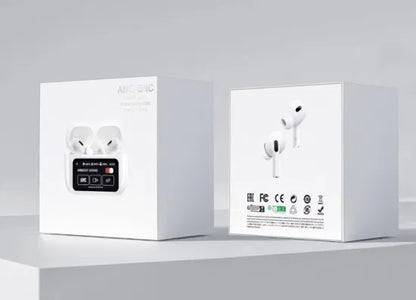 Black A9 Pro ANC Bluetooth 5.4 Wireless Earbuds with Smart Screen and Active Noise Cancellation